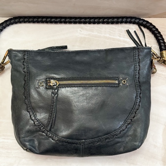 The Sak Womens Indio Hobo Hand/Shoulder Bag Black Leather Braded Handle - Picture 4 of 12